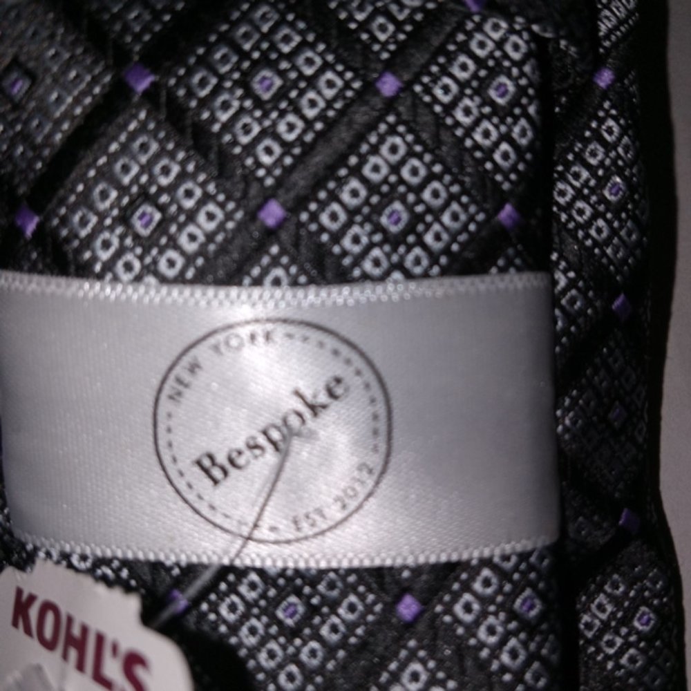 Bespoke New York Tie - Dark grey, steel grey, purple - New with tag - Picture 4 of 4